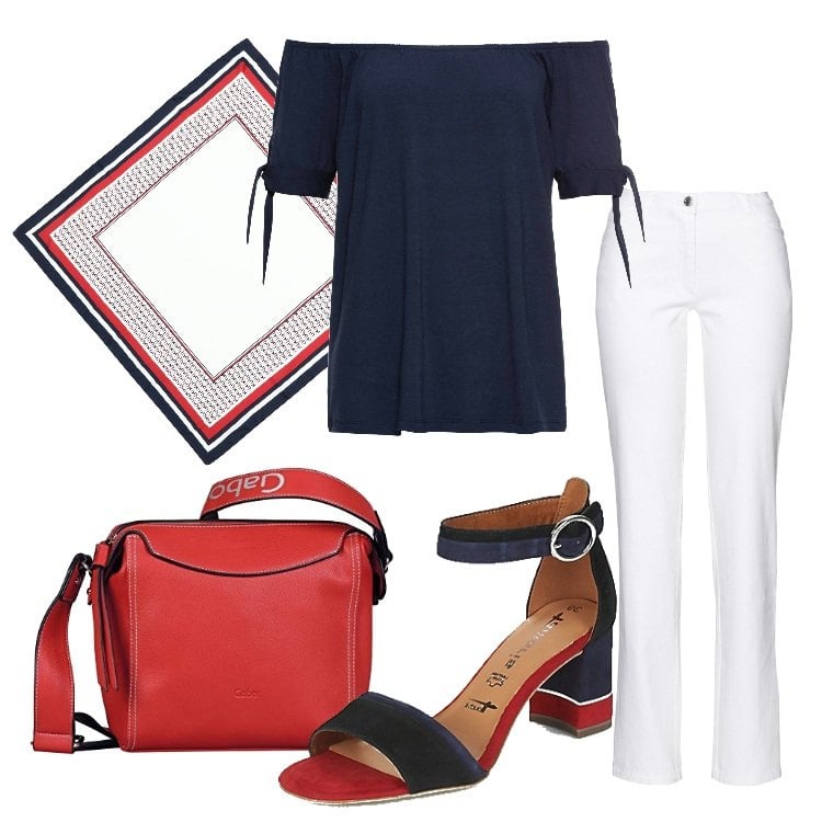 Outfit donna - Un comodo tacco medio. Stile Casual chic per Tutti i giorni. Abbinamento con pantaloni, maglieria, sciarpe, sandali, borse a tracolla.