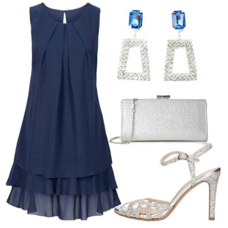 Outfit donna - Chic #18513. Stile Chic per Cerimonia. Abbinamento con vestiti, sandali, orecchini, pochette.