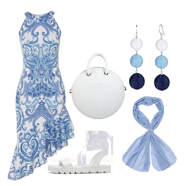 Outfit donna - Curvy and proud, Lo stile non ha taglie. Stile Trendy per Tutti i giorni. Abbinamento con vestiti lunghi, sandali, borse a mano, scialli, orecchini.