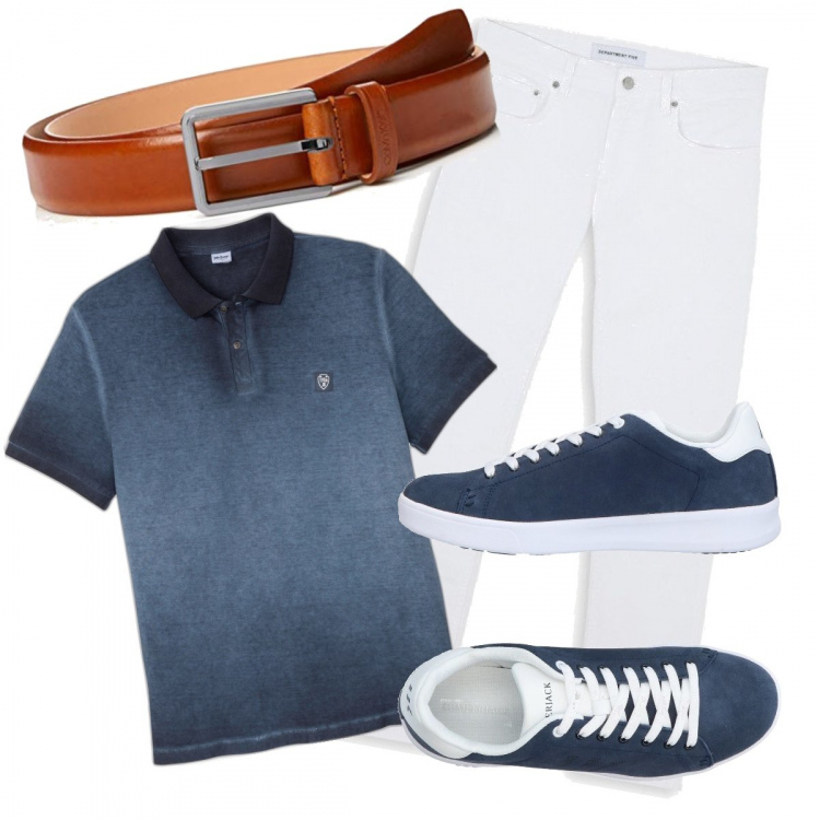 Outfit uomo - Casual #18065. Stile Casual per Tutti i giorni. Abbinamento con polo, sneakers, cinture, jeans skinny.