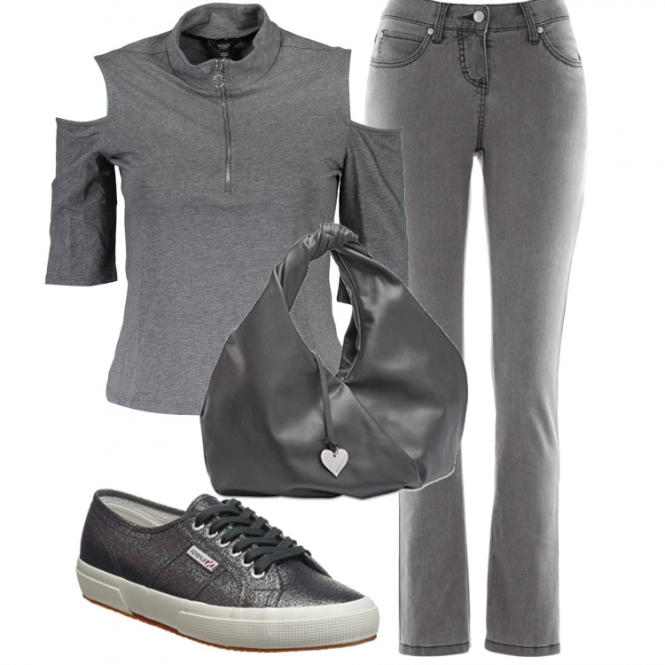 Outfit donna - T-shirt Guess. Stile Basic per Tutti i giorni. Abbinamento con jeans slim fit, t-shirt, sneakers, borse tote.