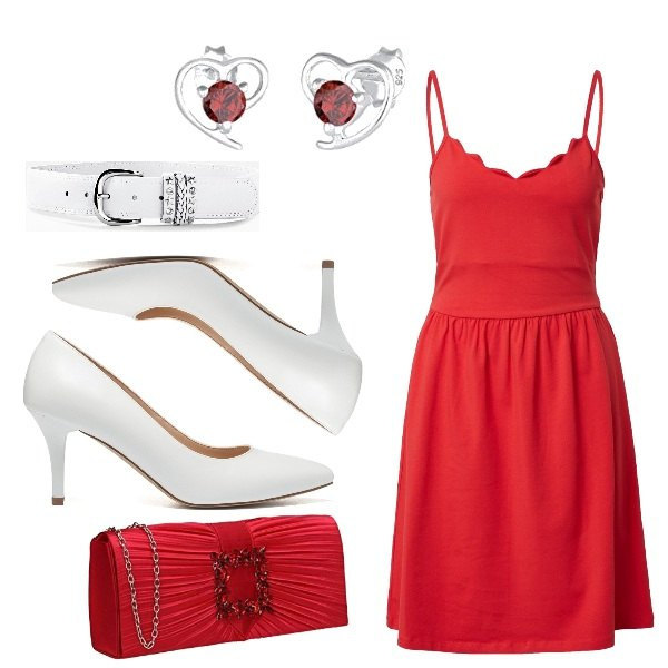 Outfit donna - Il mio compleanno. Stile Chic per Cerimonia. Abbinamento con cinture, décolleté, vestiti, pochette, orecchini.