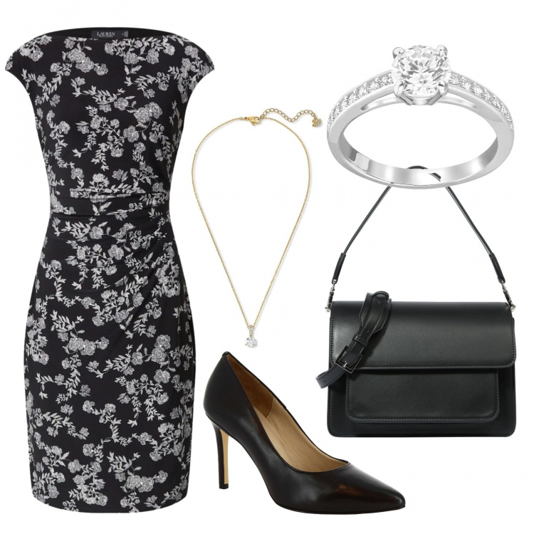 Outfit donna - Chic #19394. Stile Chic per Serata fuori. Abbinamento con décolleté, vestiti, anelli, ciondoli, borse a mano.