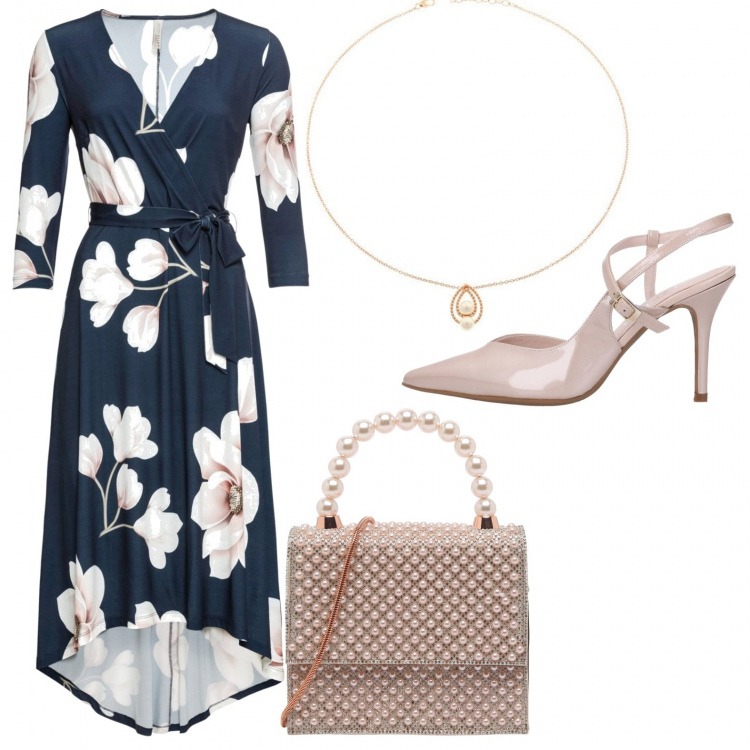 Outfit donna - Cerimonia di fine mese. Stile Bon Ton per Cerimonia. Abbinamento con vestiti lunghi, décolleté, borse a mano, collane.