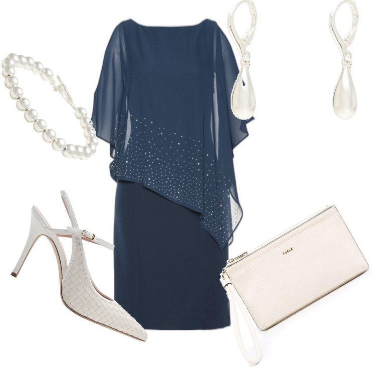 Outfit donna - Total look #1125430. Stile Chic per Cerimonia. Abbinamento con vestiti a tubino, décolleté, orecchini, braccialetti, borse tote.