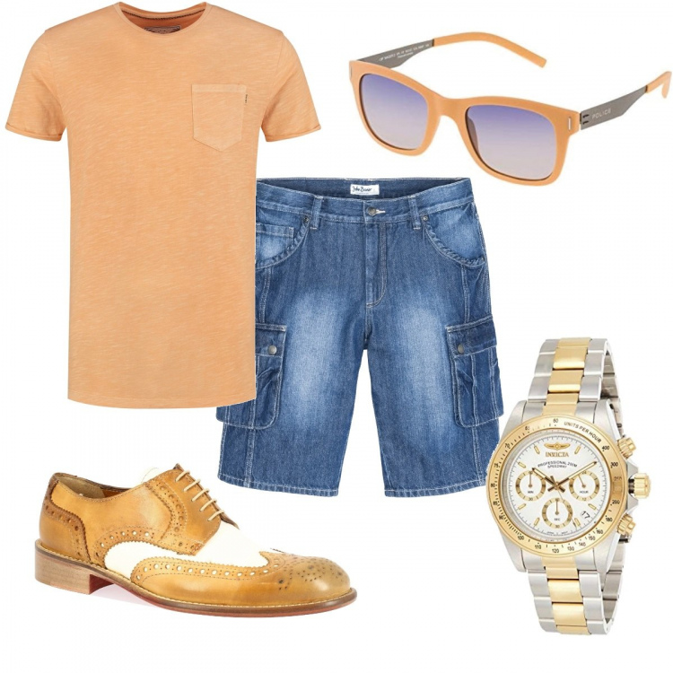 Outfit uomo - Total look #1128277. Stile Casual per Tutti i giorni. Abbinamento con bermuda, scarpe stringate, occhiali da sole, orologi, t-shirt.