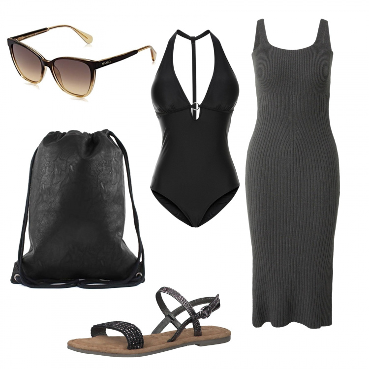 Outfit donna - Total look #1134515. Stile Sexy per Mare. Abbinamento con costumi interi, vestiti, zaini, occhiali da sole, sandali.
