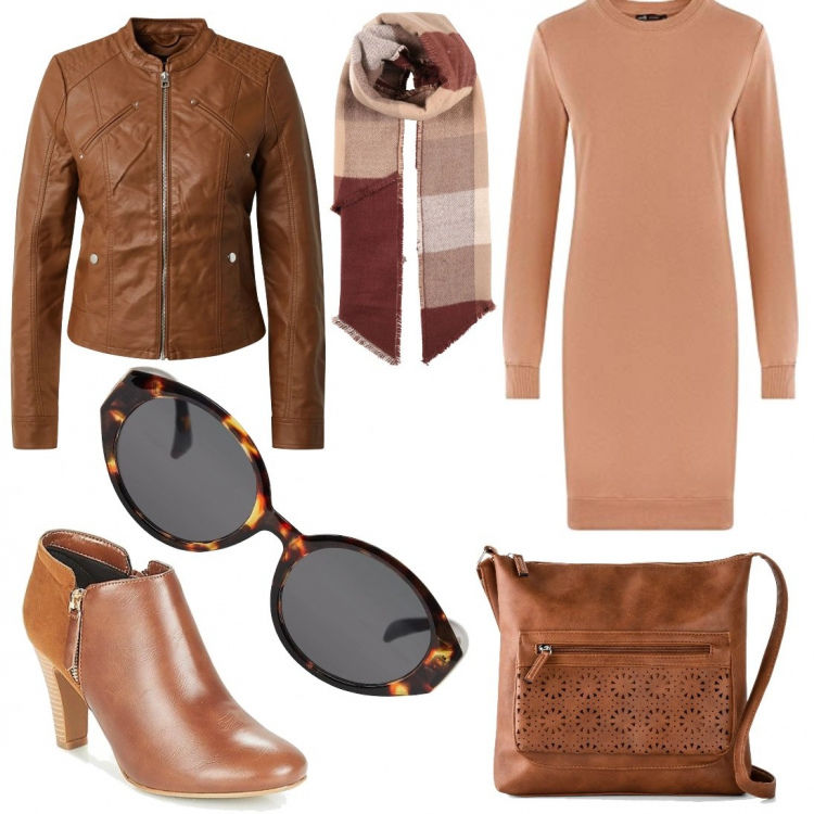 Outfit donna - Total look #1136299. Stile Basic per Tutti i giorni. Abbinamento con borse a tracolla, stivaletti, giacche, vestiti corti, sciarpe, occhiali da sole.