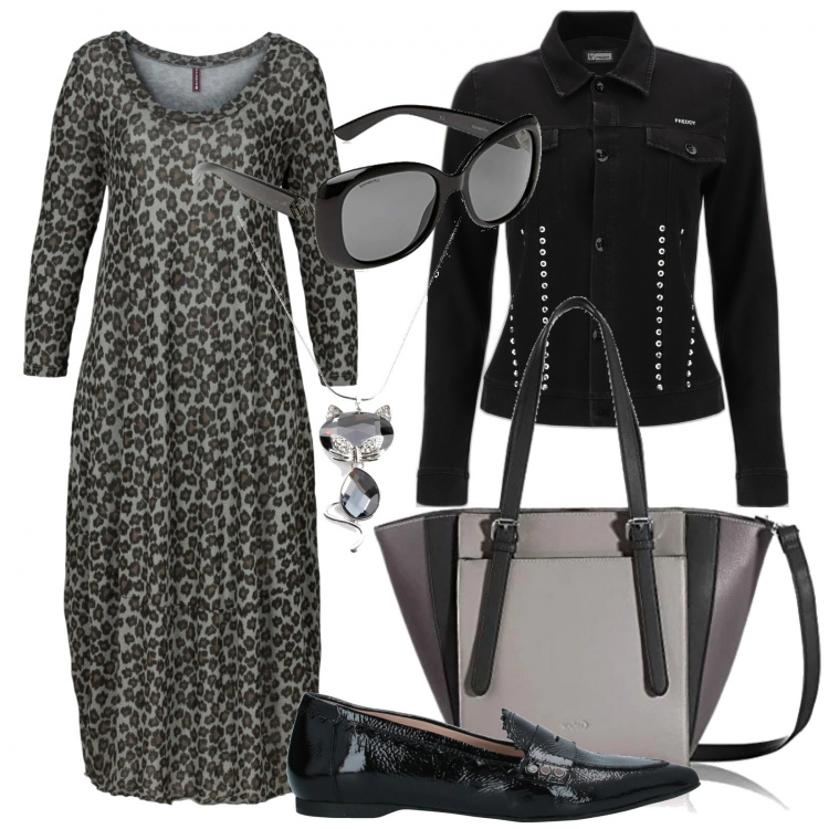 Outfit donna - Trendy si, ma comoda!. Stile Trendy per Tutti i giorni. Abbinamento con vestiti midi/longuette, collane, mocassini, giacche, shopping bag, occhiali da sole.
