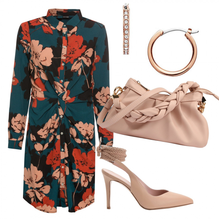 Outfit donna - Settembre chic. Stile Chic per Cerimonia. Abbinamento con décolleté, vestiti, borse a tracolla, orecchini.