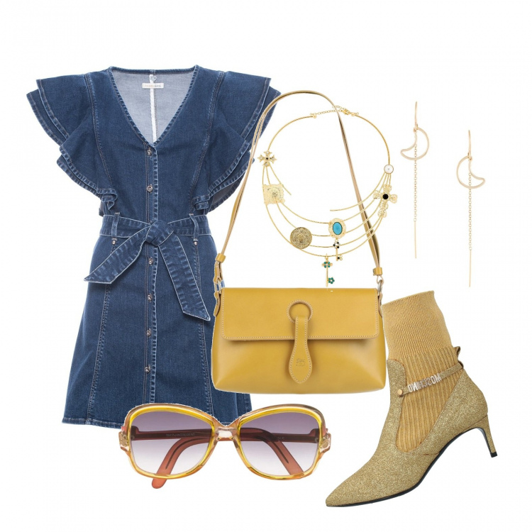 Outfit donna - Jeans 4 ever!. Stile Glamour per Tutti i giorni. Abbinamento con stivaletti, borse a spalla, vestiti chemisier, orecchini, occhiali da sole, collane.