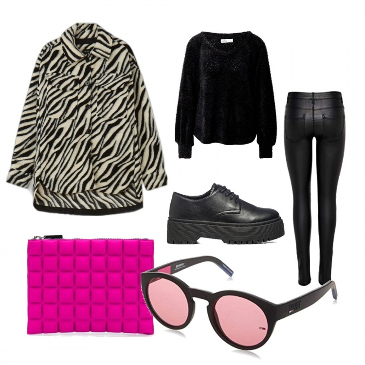Outfit donna - Urban #13893. Stile Urban per Tutti i giorni. Abbinamento con cappotti, clutch, scarpe stringate, pullovers, pantaloni, occhiali da sole.