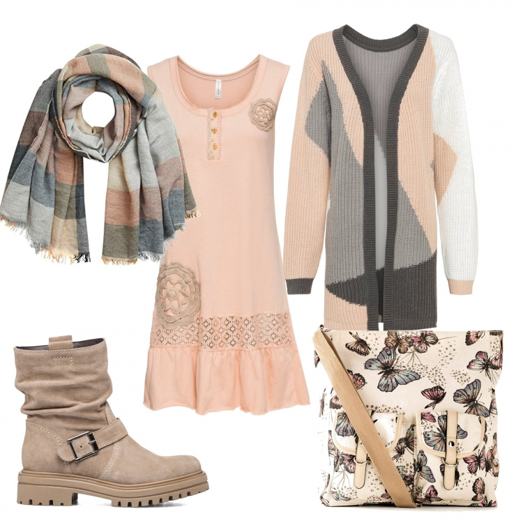 Outfit donna - I passepartout di mezza stagione. Stile Boho per Tutti i giorni. Abbinamento con borse a tracolla, vestiti, cardigans, stivaletti, scialli.