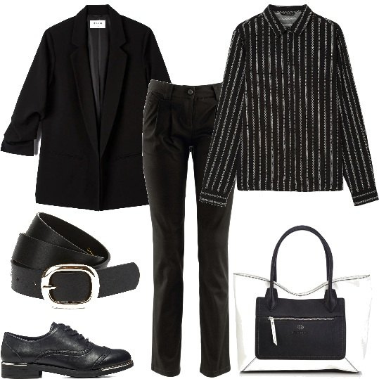 Outfit donna - Lo stile mannish. Stile Mannish per Tutti i giorni. Abbinamento con pantaloni chino, giacche, camicie, cinture, scarpe stringate, shopping bag.