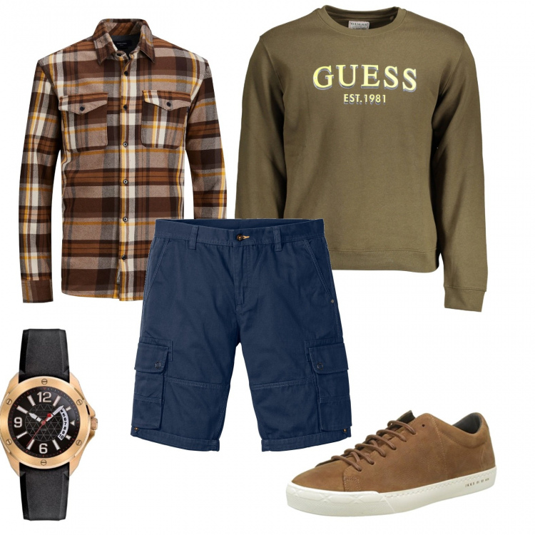 Outfit uomo - L\' estate sta finendo. Stile Casual per Tutti i giorni. Abbinamento con bermuda, felpe, orologi, camicie, sneakers.