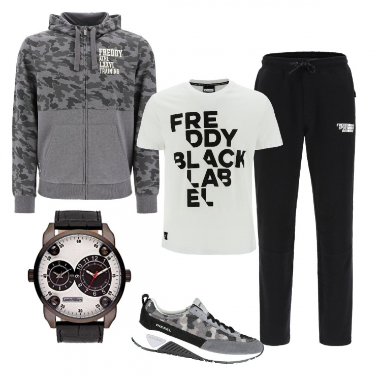 Outfit uomo - Dettagli importanti. Stile Casual per Tutti i giorni. Abbinamento con t-shirt, pantaloni, felpe con cappuccio, orologi analogici, sneakers.