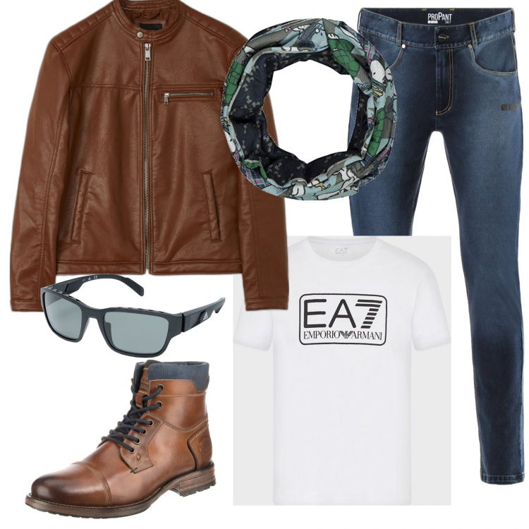 Outfit uomo - Moda uomo. Stile Urban per Tutti i giorni. Abbinamento con giacche, pantaloni chino, occhiali da sole, stivali, t-shirt, sciarpe.