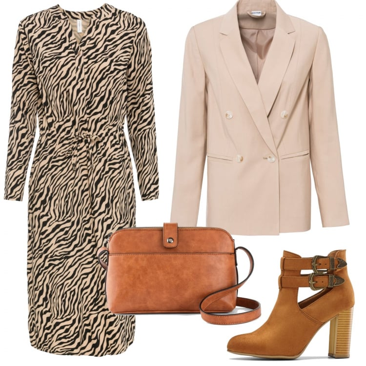 Outfit donna - Lunedì si torna a lavoro. Stile Trendy per Ufficio. Abbinamento con vestiti midi/longuette, blazer, stivaletti, borse a tracolla.
