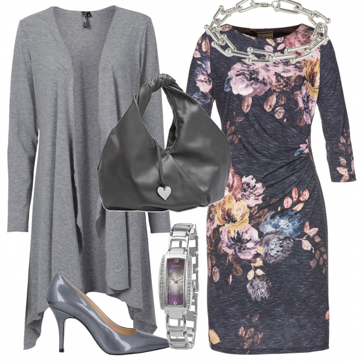 Outfit donna - Total look #1152882. Stile Casual chic per Tutti i giorni. Abbinamento con décolleté, cardigans, vestiti, borse tote, braccialetti, orologi.