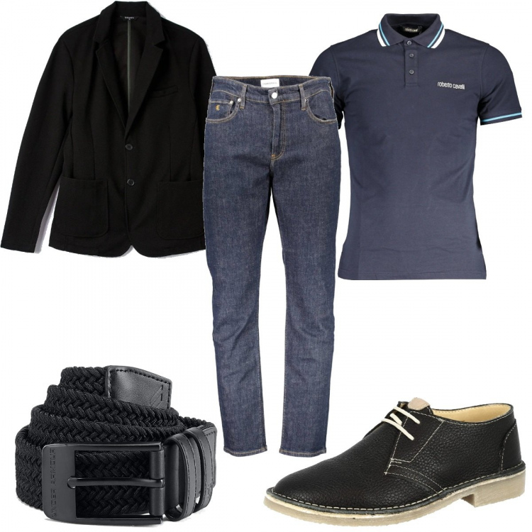 Outfit uomo - Con la polo al colloquio. Stile Casual per Ufficio. Abbinamento con giacche, scarpe stringate, jeans, polo, cinture.
