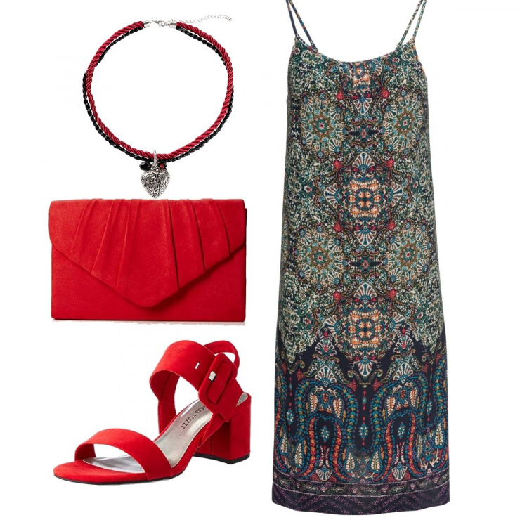 Outfit donna - Basic #30944. Stile Basic per Tutti i giorni. Abbinamento con vestiti, ciondoli, sandali col tacco, pochette.