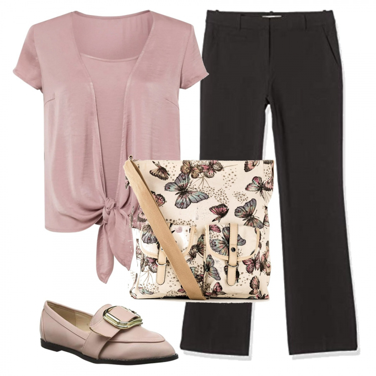 Outfit donna - "Leggera". Stile Basic per Tutti i giorni. Abbinamento con borse a tracolla, bluse, pantaloni, mocassini.