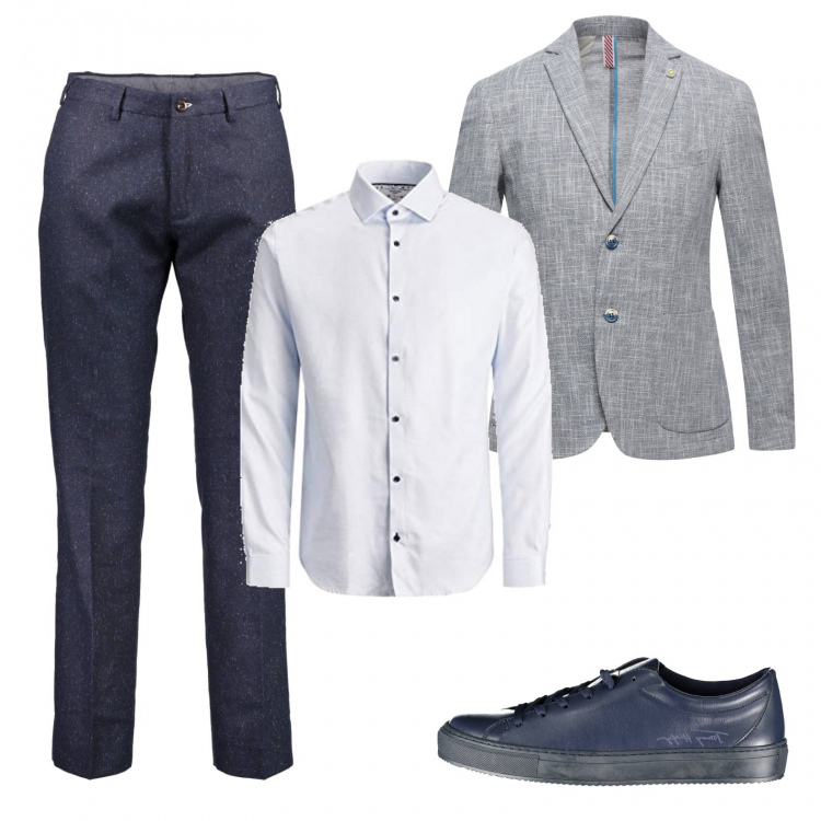 Outfit uomo - Affidabile e dinamico (vegan look). Stile Casual per Ufficio. Abbinamento con giacche, pantaloni, camicie, sneakers.