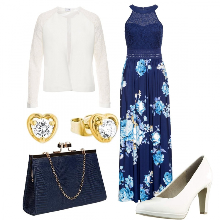 Outfit donna - Orecchini glamour. Stile Glamour per Cerimonia. Abbinamento con vestiti lunghi, blazer, scarpe col tacco, pochette, orecchini.