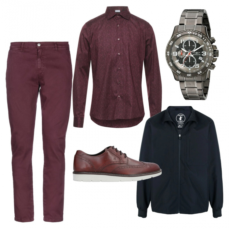 Outfit uomo - Casual per l' ufficio. Stile Casual per Ufficio. Abbinamento con giacche, pantaloni, camicie, scarpe stringate, orologi.