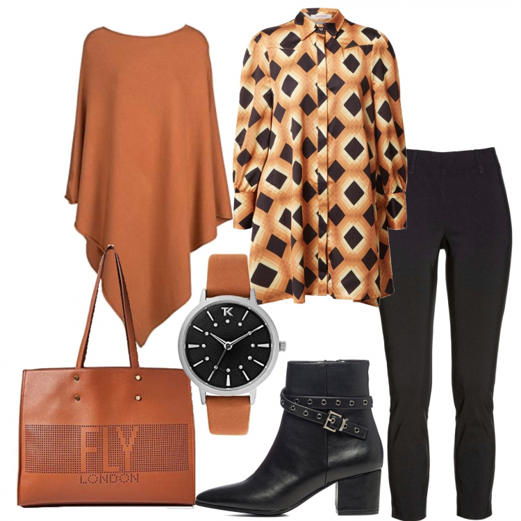 Outfit donna - Comoda e alla moda. Stile Casual chic per Tutti i giorni. Abbinamento con pantaloni, stivaletti, cappotti, vestiti chemisier, orologi, borse a mano.