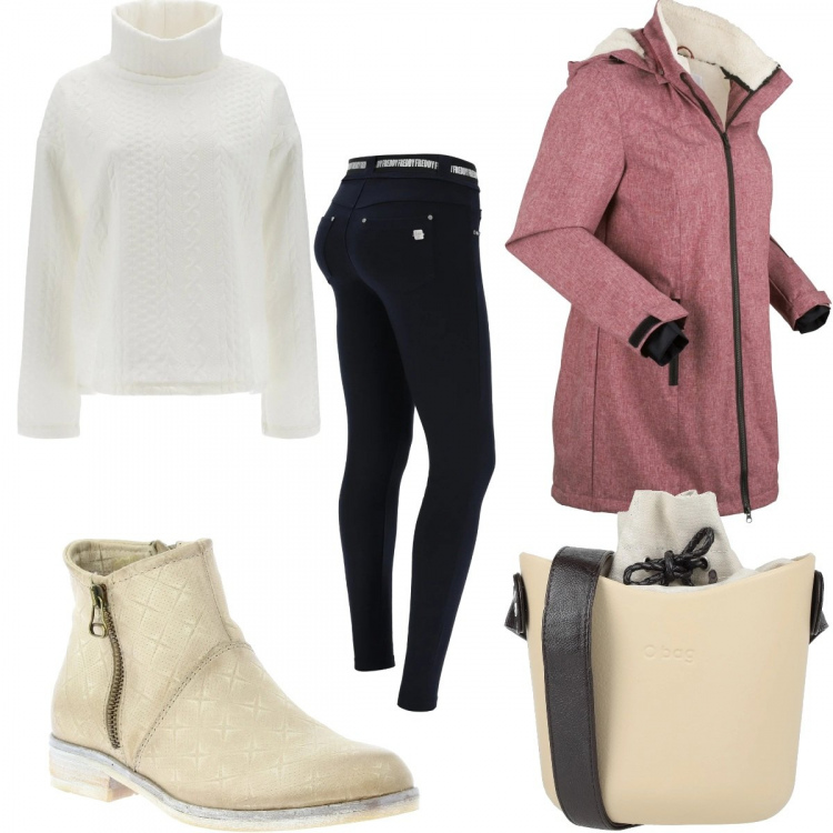 Outfit donna - Il maglione dolcevita. Stile Trendy per Tutti i giorni. Abbinamento con blazer, borse a tracolla, stivaletti, felpe, pantaloni.