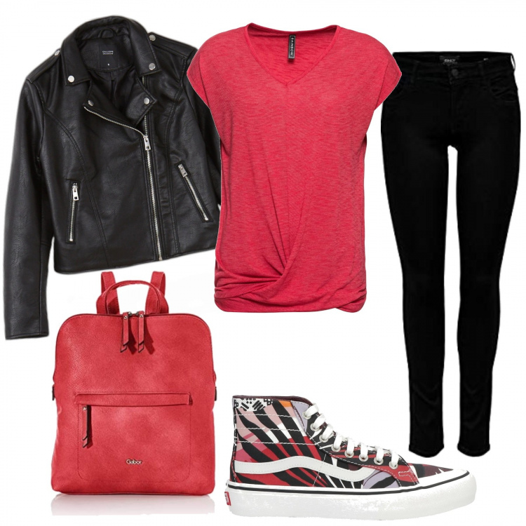 Outfit donna - Total look #1158719. Stile Urban per Scuola/Università. Abbinamento con maglieria, sneakers, giacche, zaini, jeans.