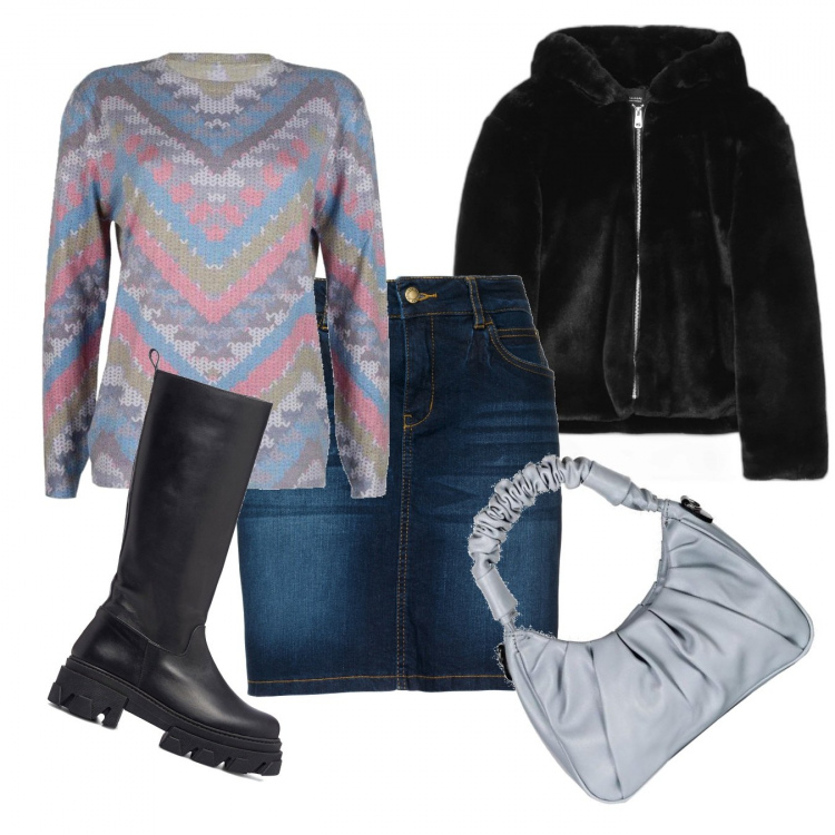 Outfit donna - Senso di libertà. Stile Casual per Tutti i giorni. Abbinamento con gonne, pullovers, borse a mano, cappotti, stivali.