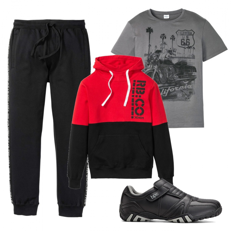 Outfit uomo - Tutto Bonprix. Stile Trendy per Tutti i giorni. Abbinamento con scarpe sportive, felpe con cappuccio, t-shirt, pantaloni.
