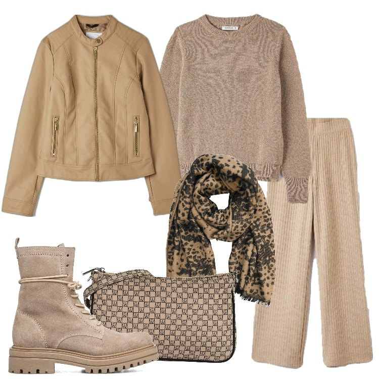 Outfit donna - Linea curvy Terranova. Stile Trendy per Tutti i giorni. Abbinamento con pantaloni, maglieria, cappotti, stivaletti, borse a spalla, sciarpe.