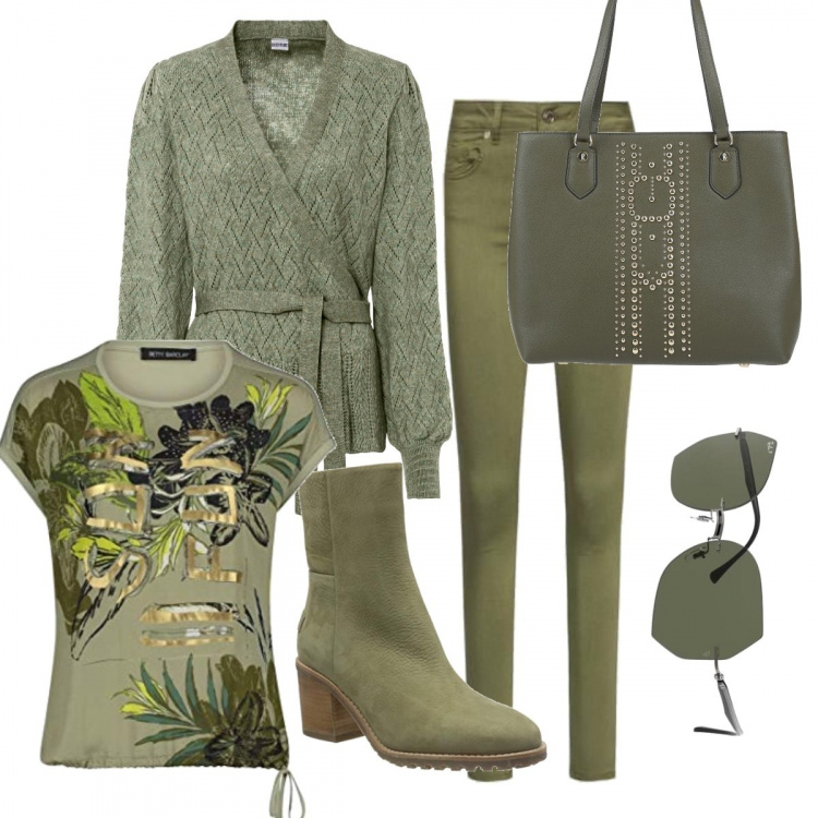 Outfit donna - Total look #1164464. Abbinamento con maglieria, borse a mano, pantaloni, occhiali da sole, t-shirt, stivaletti.
