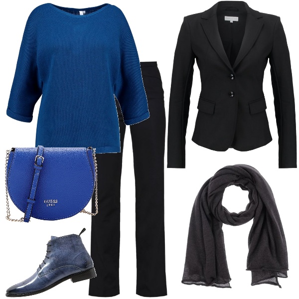 Outfit donna - In blu e nero. Stile Basic per Ufficio.