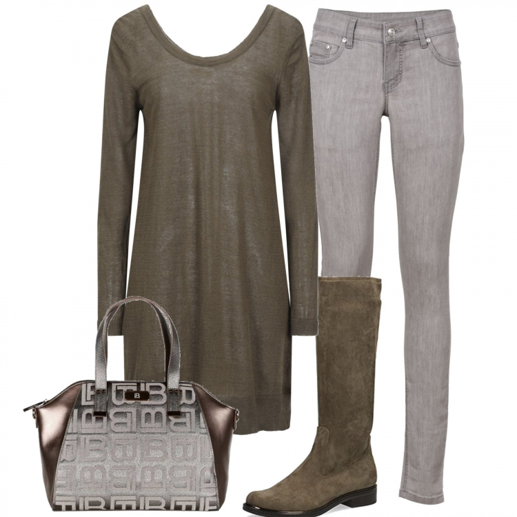 Outfit donna - Plus Size ... Semplice. Stile Casual per Tutti i giorni. Abbinamento con jeans skinny, pullovers, borse a mano, stivali.