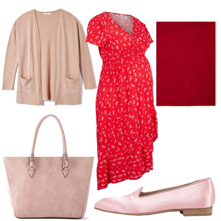 Outfit donna - Sarò una mamma trendy. Stile Trendy per Tutti i giorni. look ideale per Premaman. Abbinamento con vestiti asimmetrici, shopping bag, mocassini, cardigans, sciarpe.