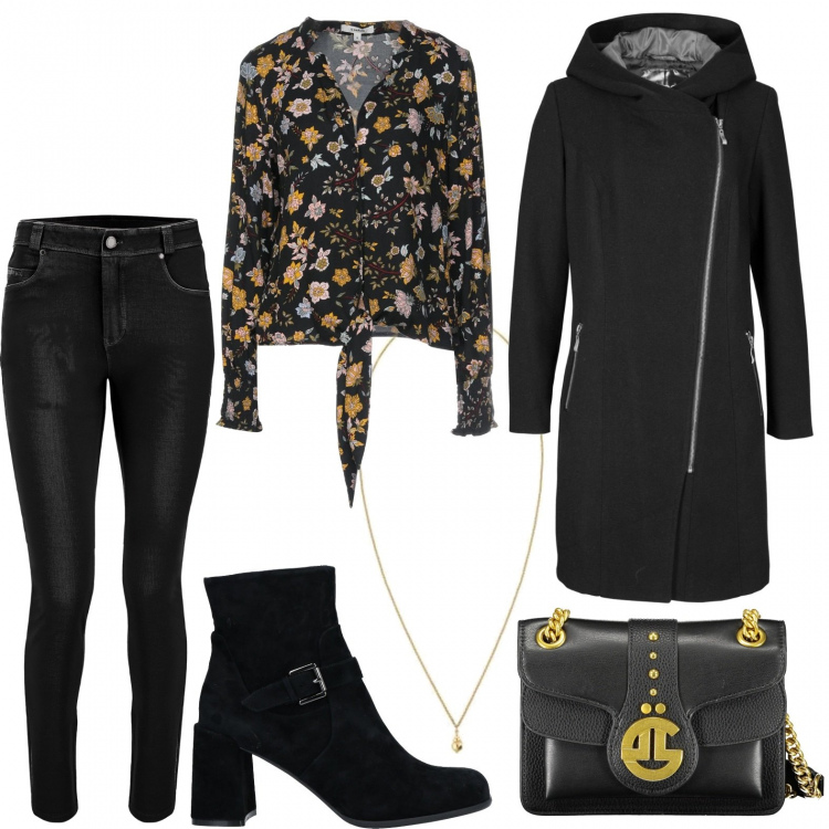 Outfit donna - Donne in jeans 6. Stile Casual chic per Ufficio. Abbinamento con blazer, camicie, stivaletti, jeans, borse a tracolla, ciondoli.