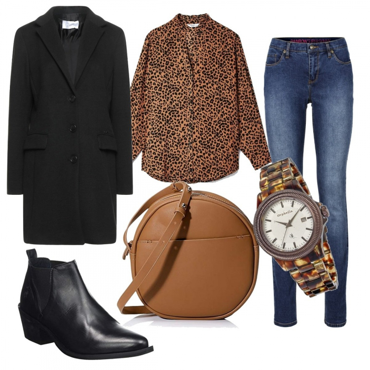 Outfit donna - Pomeriggio al cinema. Stile Glamour per Tutti i giorni. Abbinamento con jeans skinny, cappotti, camicie, orologi, borse a tracolla, stivaletti chelsea.