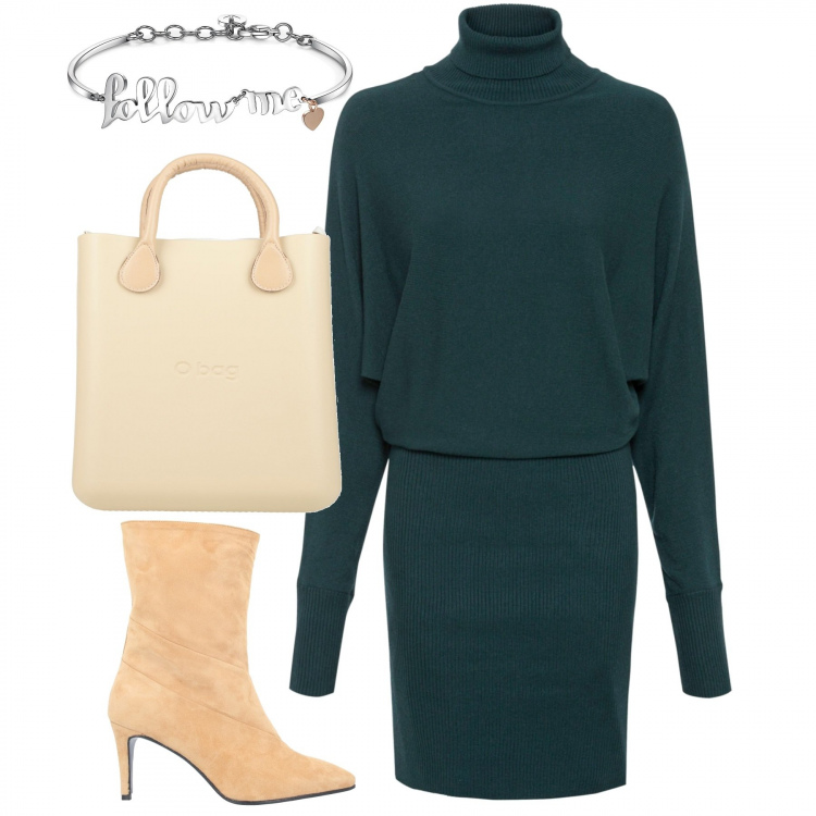 Outfit donna - Follow me. Stile Minimal per Ufficio. Abbinamento con vestiti, stivaletti, borse a mano, braccialetti.