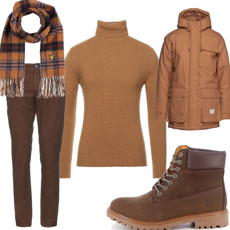 Outfit uomo - Total look #1175373. Stile Casual per Tutti i giorni. Abbinamento con stivali e stivaletti, sciarpe, pantaloni skinny, cappotti, maglieria.