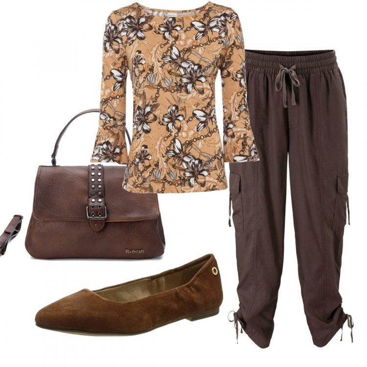 Outfit donna - Basic #32183. Stile Basic per Tutti i giorni. Abbinamento con gonne longuette, maglieria, borse a spalla, ballerine.