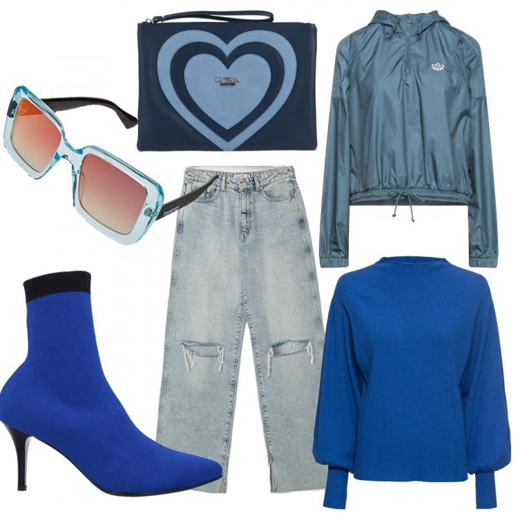 Outfit donna - Sportivo elegante. Stile Sporty chic per Tutti i giorni. look ideale per Petite. Abbinamento con maglieria, stivaletti, giacche, borse a mano, jeans, occhiali da sole.