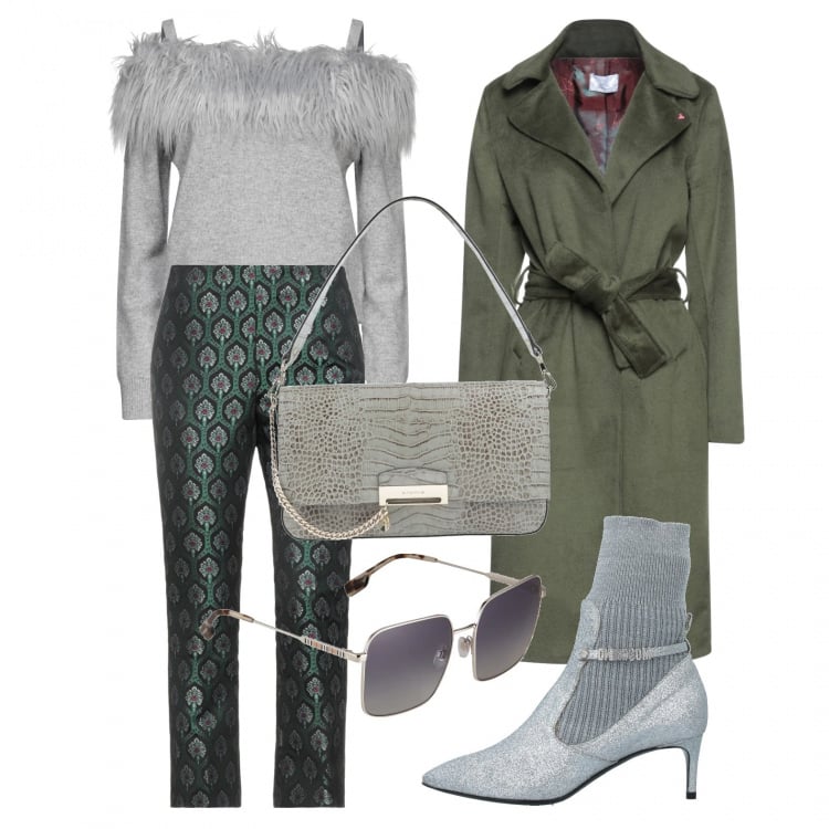 Outfit donna - Sopra le righe. Stile Glamour per Tutti i giorni. Abbinamento con stivaletti, pantaloni, pullovers, cappotti, borse a mano, occhiali da sole.