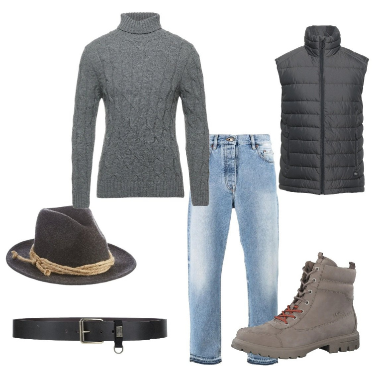Outfit uomo - Il cappello Texano. Stile Casual per Tutti i giorni. Abbinamento con piumini, maglieria, cinture, jeans dritti, stivali, cappelli.