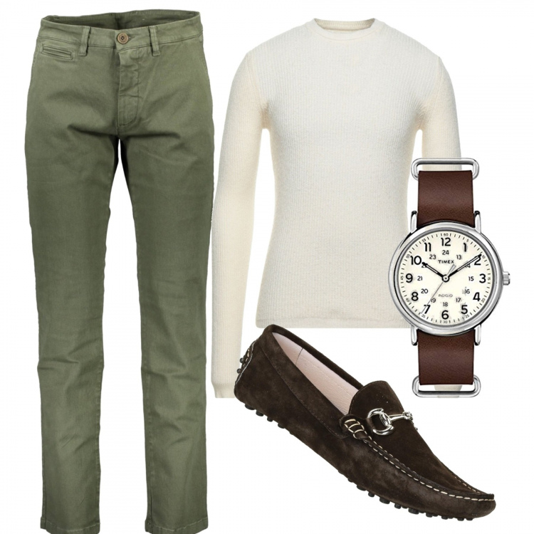 Outfit uomo - Total look #1181512. Stile Casual per Tutti i giorni. Abbinamento con scarpe stringate, pullovers, orologi, pantaloni.