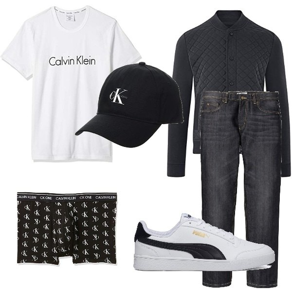 Outfit uomo - Calvin Klein outfit. Stile Trendy per Tutti i giorni. Abbinamento con jeans dritti, sneakers, giacche, pantaloni corti, t-shirt, jeans.