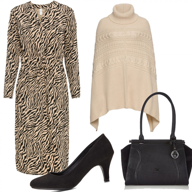 Outfit donna - 1521.. Stile Bon Ton per Serata fuori. Abbinamento con vestiti midi/longuette, décolleté, cappotti, borse a mano.